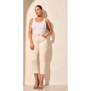 Tribal Jeans Sophia Curvy Micro Flare Crop Canvas Beige Pants Size 10 NWT